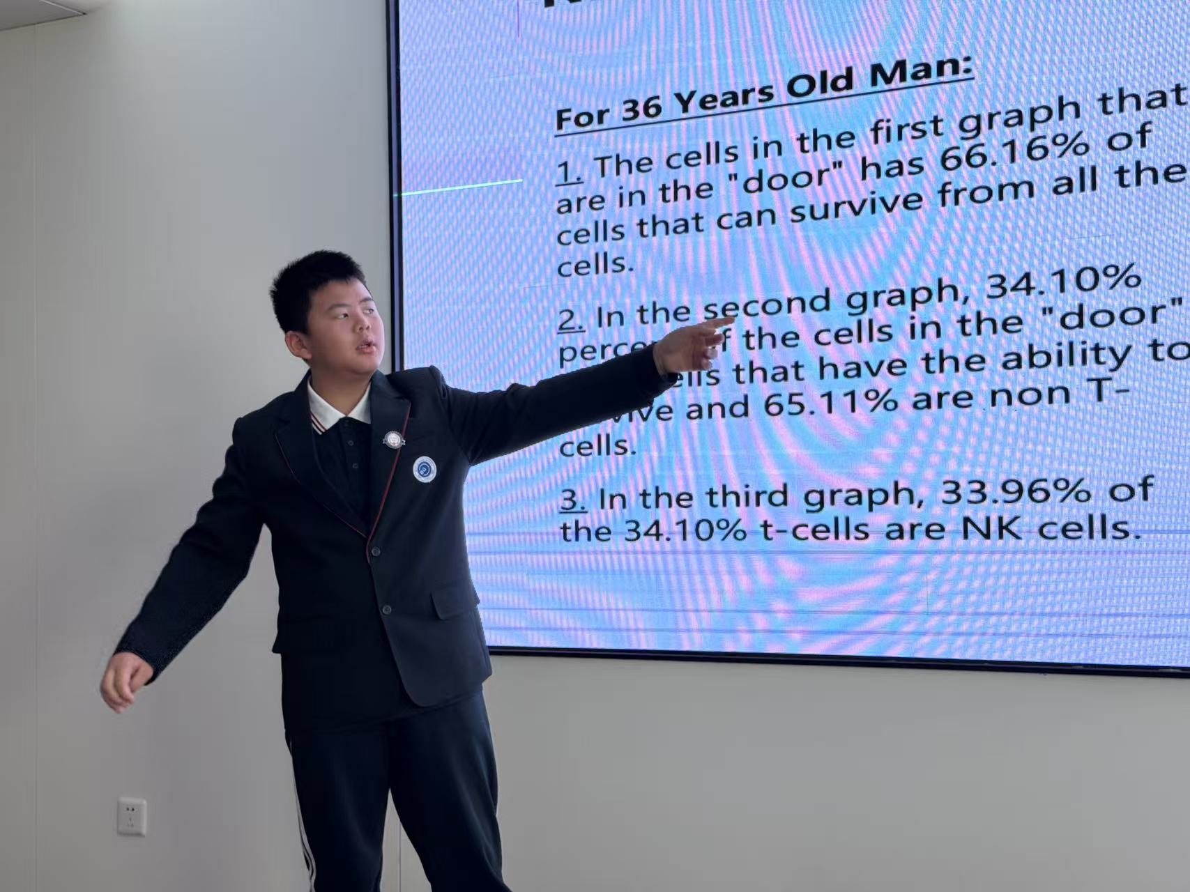 Bert presenting in biology class