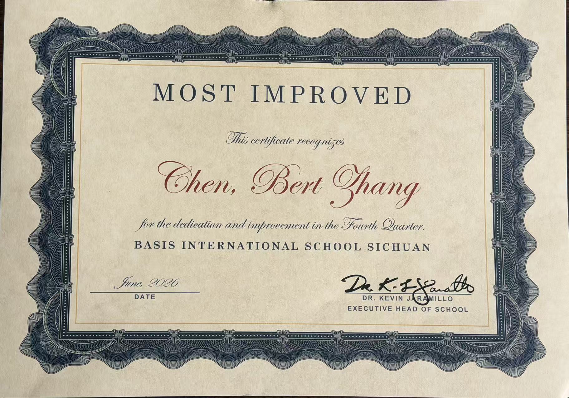 Bert certificate 1